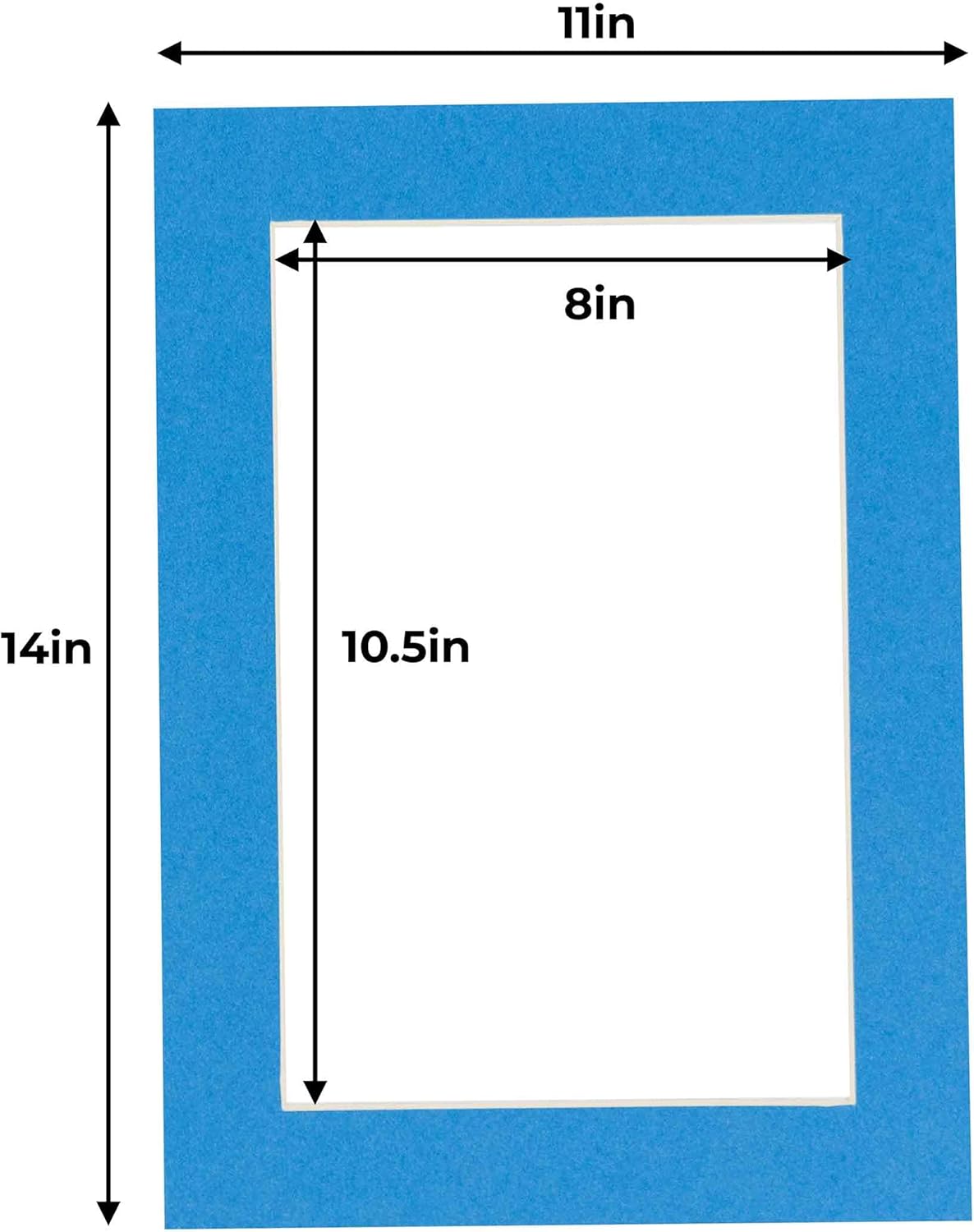 11x14 Mat for 8.5x11 Photo - Precut Bay Blue Picture Matboard for Frames 11 x 14 Inches - Bevel Cut Matte to Display Art 8.5 x 11 Inches - Acid Free Pack of 25 MATS with Backing Boards & Clear Bags