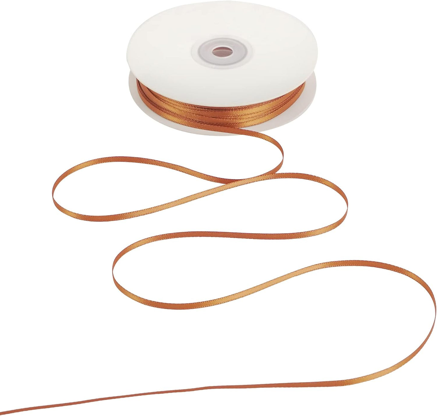 HUIHUANG Thin Copper Ribbon Solid Color Satin Ribbon 1/8 inch x 100 Yards Fall Craft Ribbon Double Faced Silk Satin Ribbon for Crafts Present Gift Wrap Bridal Shower Gift Tags and Sweing