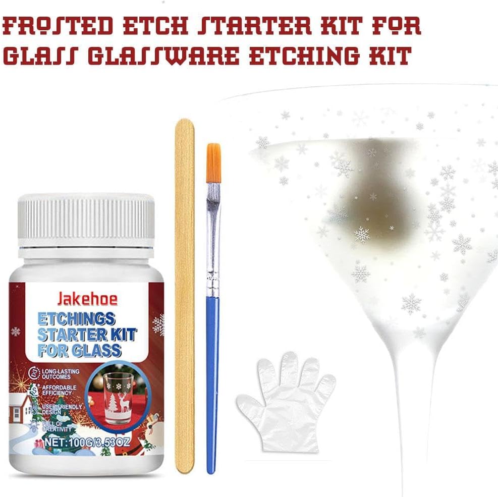 10oz Frosted Etch Starter Kit for Glass,Glassware Etching Kit Creates Permanent Etched Patterns,Art Mirrors Frosted Cream for Mirrors,Windows, Glass Etching Starter Medium for Intricate Designs