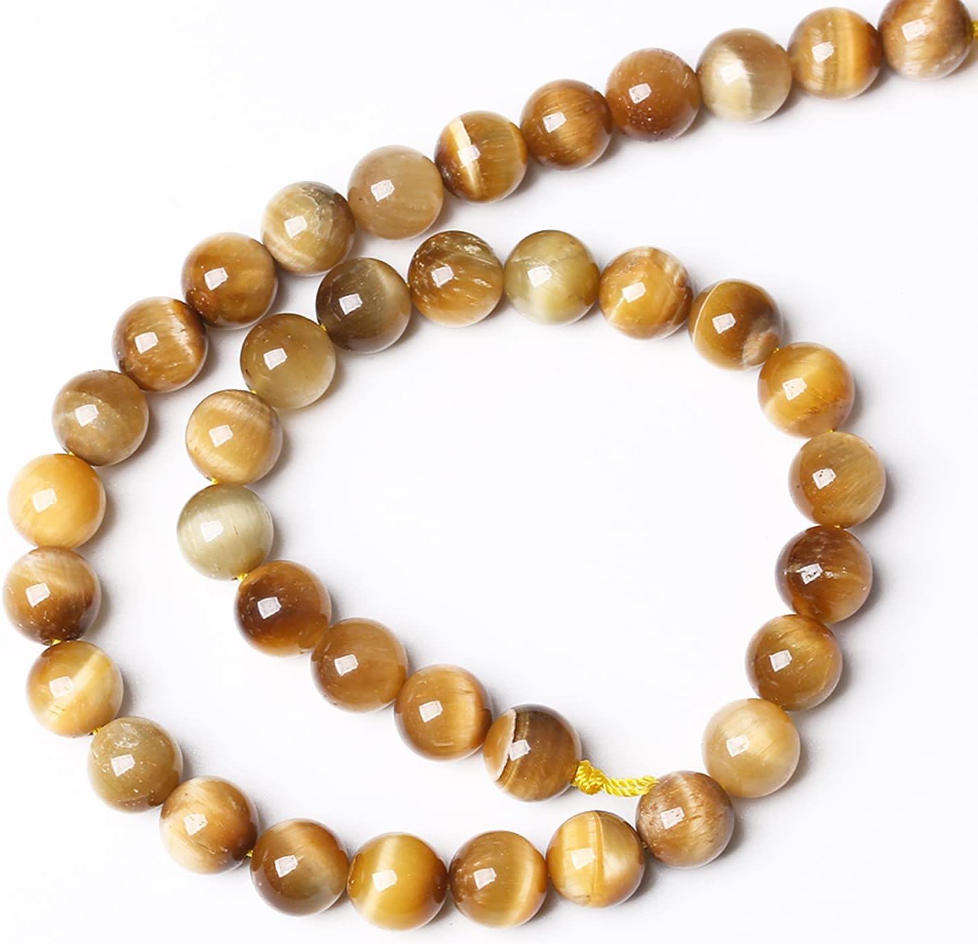 10mm 38pcs Natural Gemstone Gold Tiger Eye Beads Round Spacer Loose Beads for Jewelry Making DIY Bracelet Necklace 15" Inch