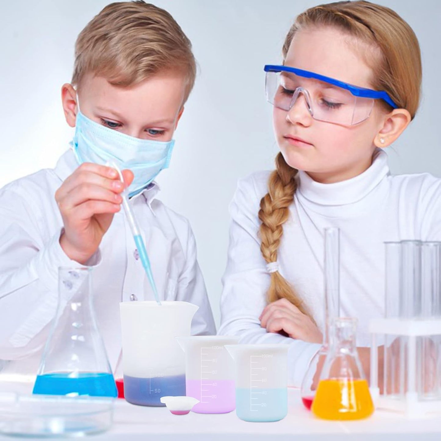 Silicone Resin Measuring Cups Tool Kit, Non-Stick Silicone Cups for Epoxy Resin, Reusable 250&100ml Silicone Mixing Cups with Stir Sticks, Pipettes, Epoxy Resin Supplies, Molds, Jewelry Making