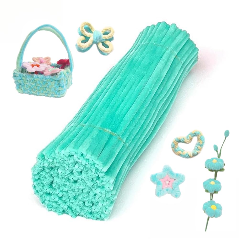100 Pieces Pipe Cleaners Chenille Stem, Pastel Candy Color Pipe Cleaners Set for Pipe Cleaners DIY Arts Crafts Decorations, Chenille Stems Pipe Cleaners (Light Green)