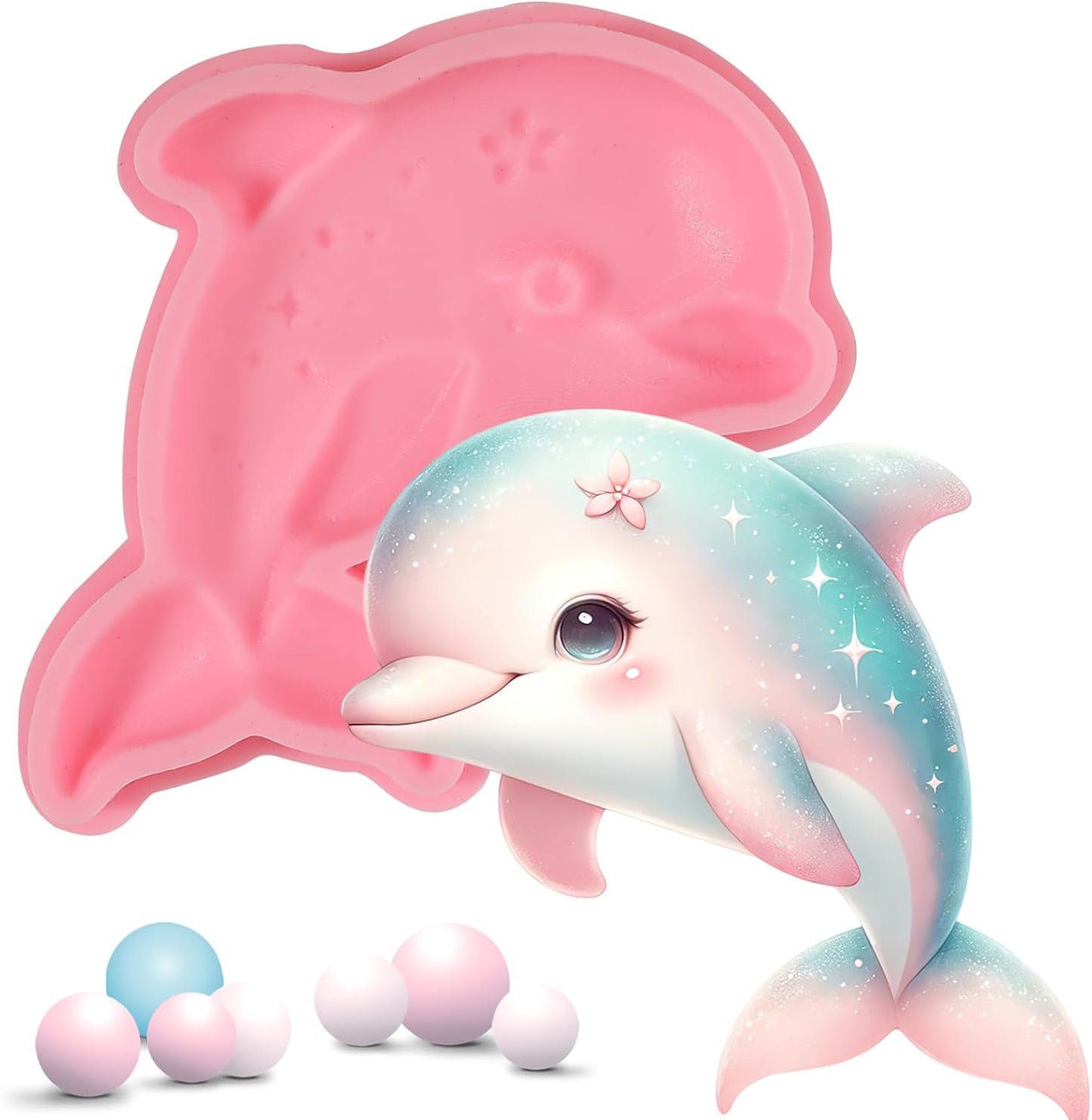 1 Pcs Dolphin Chocolate Silicone Mold, Cute Marine Animal Cake Decoration Fondant Mold, Suitable for Baking Biscuits, Candies, Dough Jelly, Resin Crafts, Clay Plaster Modeling