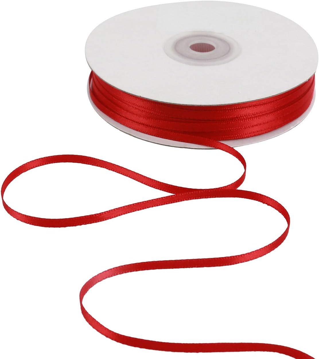 HUIHUANG Solid Color Satin Ribbon 1/8 inch x 100 Yards Roll Ribbon Thin Red Satin Double Face Crafts Ribbon for Crafts Sewing Christmas Gift Wrapping DIY Bows (Red)