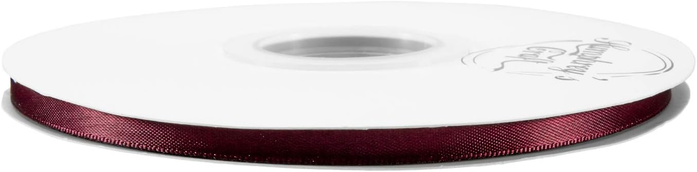 Humphrey's Craft 1/4 Inch Burgundy/Maroon Double Faced Satin Ribbon - 50 Yards Variety of Color for Crafts Gift Wrapping DIY Bows Bouquet Decoration Sewing Christmas Tree Wedding Invitation Card.