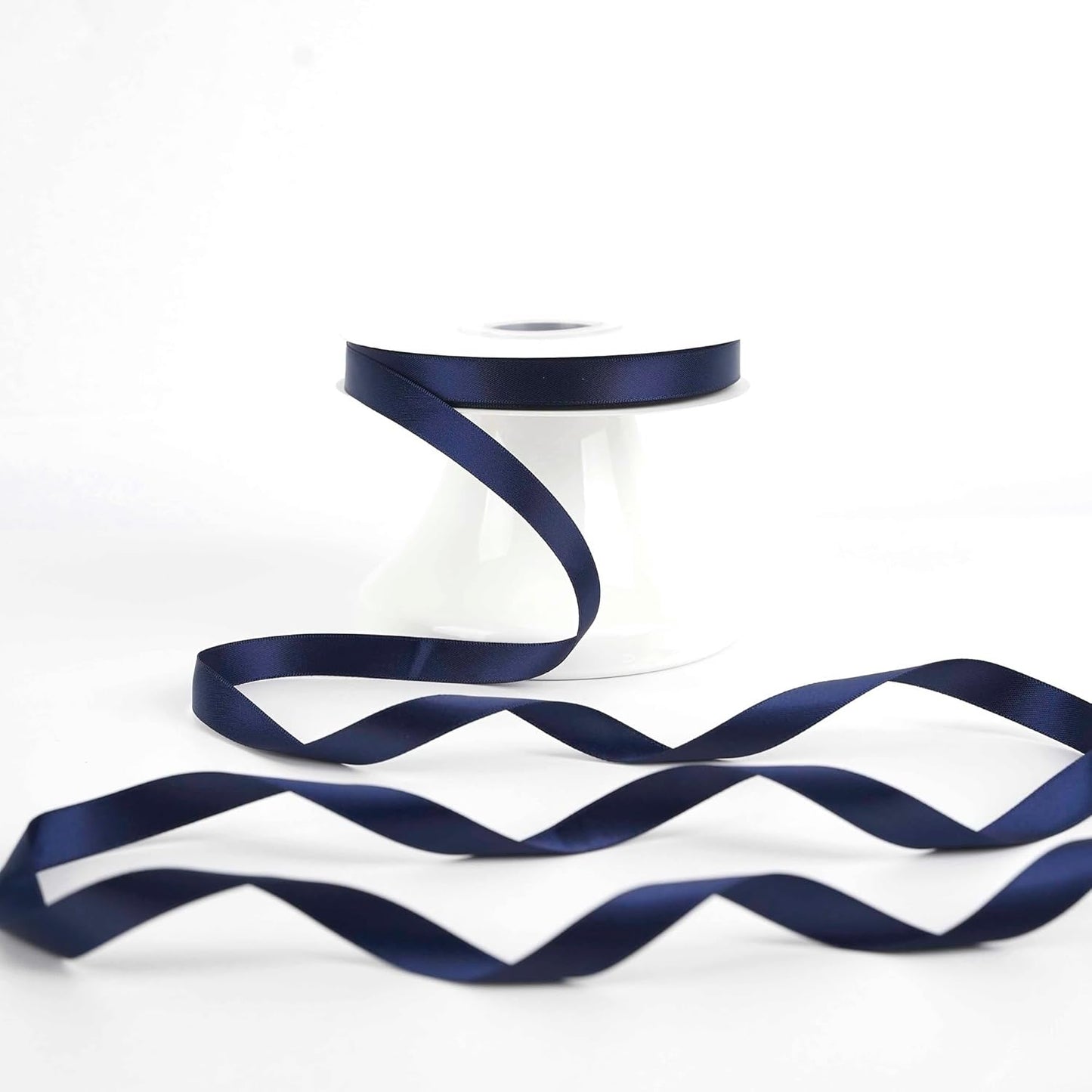 HUIHUANG Navy Satin Ribbon 1/2 inch X 50 Yards Continuous, Navy Blue Double-Faced Satin Ribbon for Gift Wrapping, Bows, DIY Crafts, Flower Bouquet, Wedding Decor, Holiday Party Decor