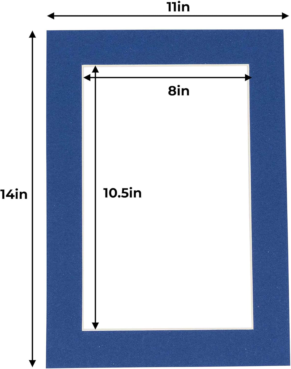 11x14 Mat for 8.5x11 Photo - Precut Bottle Blue Picture Matboard for Frames 11 x 14 Inches - Bevel Cut to Display Art 8.5 x 11 Inches - Acid Free Pack of 100 MATS with Backing Boards & Clear Bags