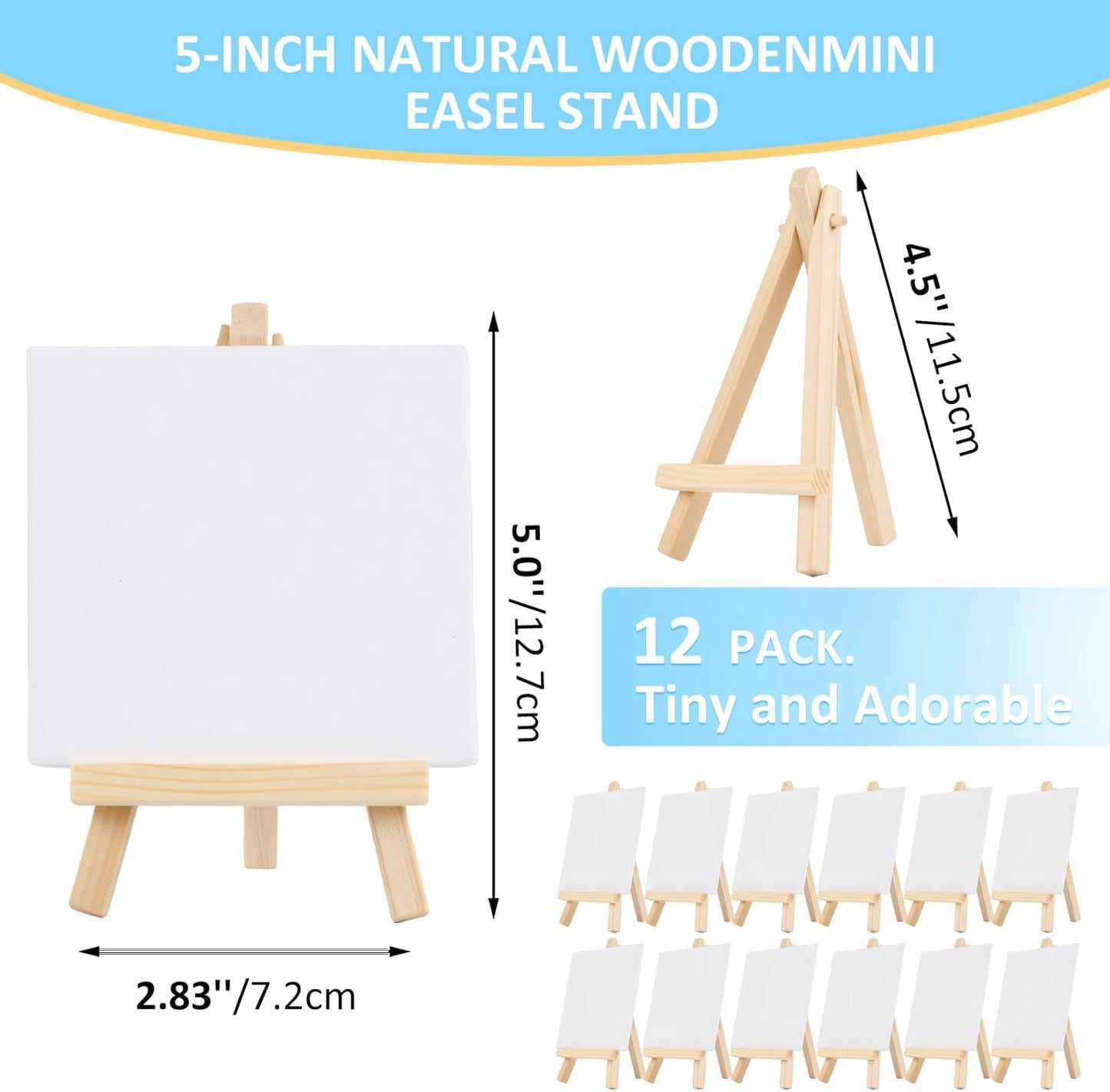 100 Pcs 5 Inch Mini Wood Display Easel, Small Wooden Easel Stand Art Craft Painting Triangle Stand Canvas Holder for Card Artist Photos Tabletop