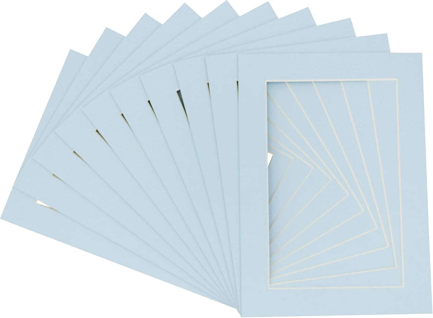 11x14 Mat for 8.5x11 Photo - Precut Baby Blue Picture Matboard for Frames 11 x 14 Inches - Bevel Cut to Display Art 8.5 x 11 Inches - Acid Free Pack of 100 MATS with Backing Boards & Clear Bags