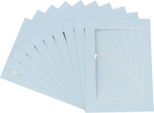 11x14 Mat for 8.5x11 Photo - Precut Baby Blue Picture Matboard for Frames 11 x 14 Inches - Bevel Cut to Display Art 8.5 x 11 Inches - Acid Free Pack of 100 MATS with Backing Boards & Clear Bags
