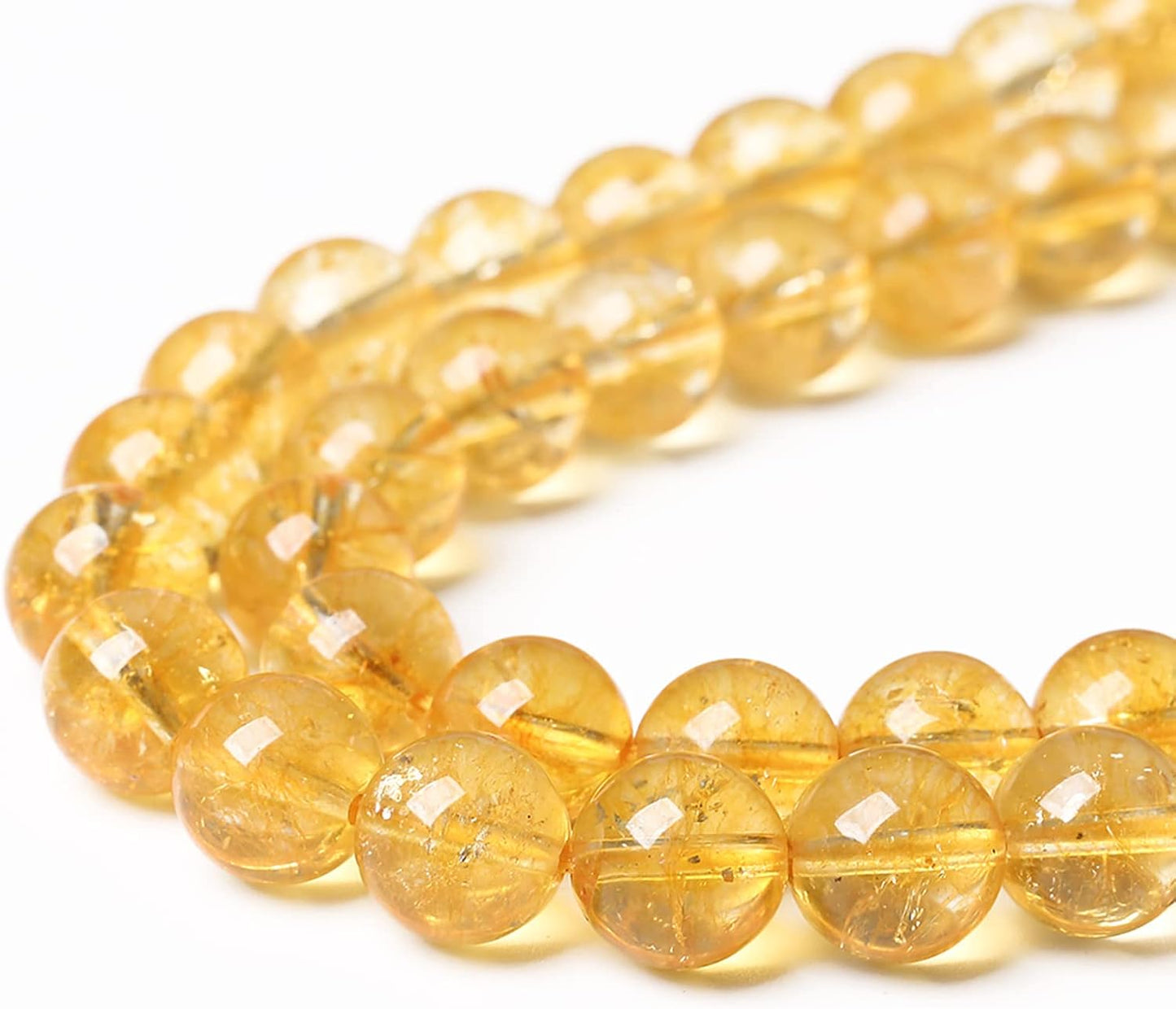 10mm 36Pcs Natural Citrine Beads for Jewelry Making Gemstone Round Loose Beads DIY Bracelet Necklace