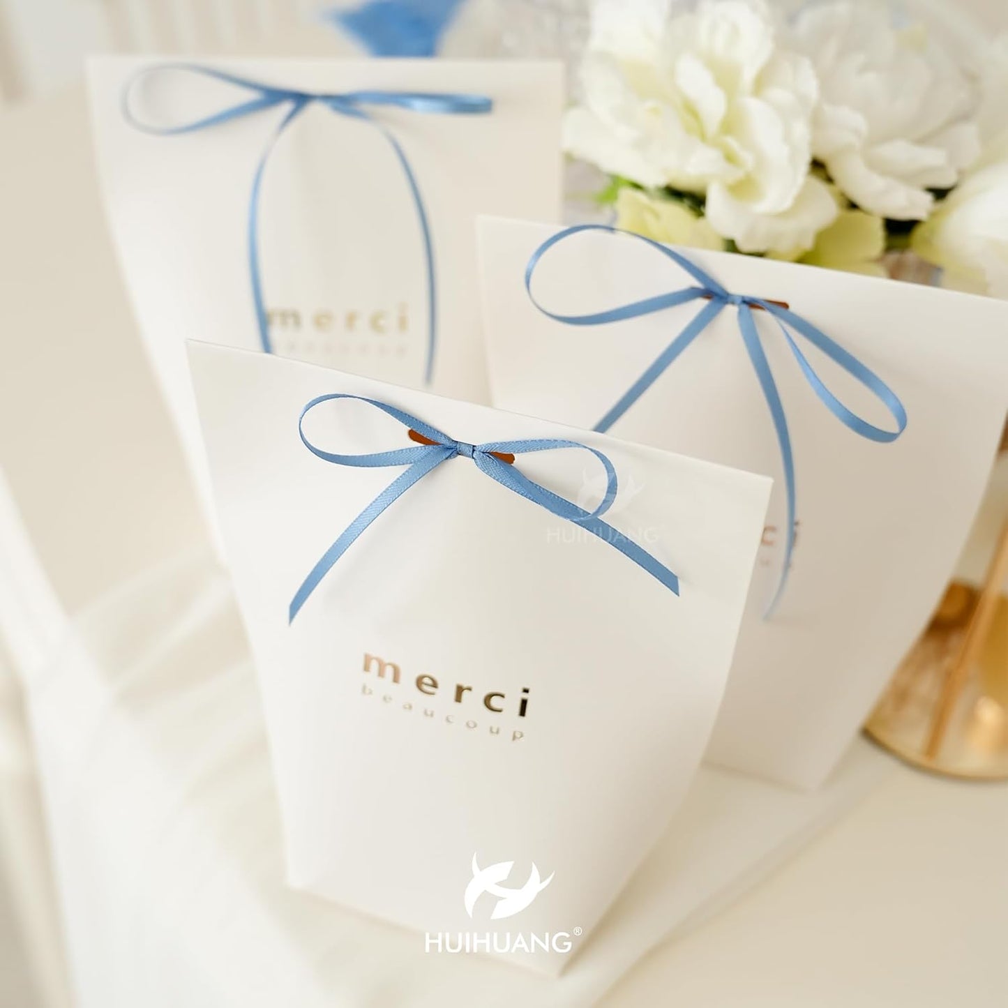 HUIHUANG 1/8" Smoke Blue Ribbon Continuous 100 Yards Solid Color Double Faced Thin Ribbon Silk Satin Ribbon for Wedding Invitation Cards Crafts Sewing Hanging Tags Gift Wrap