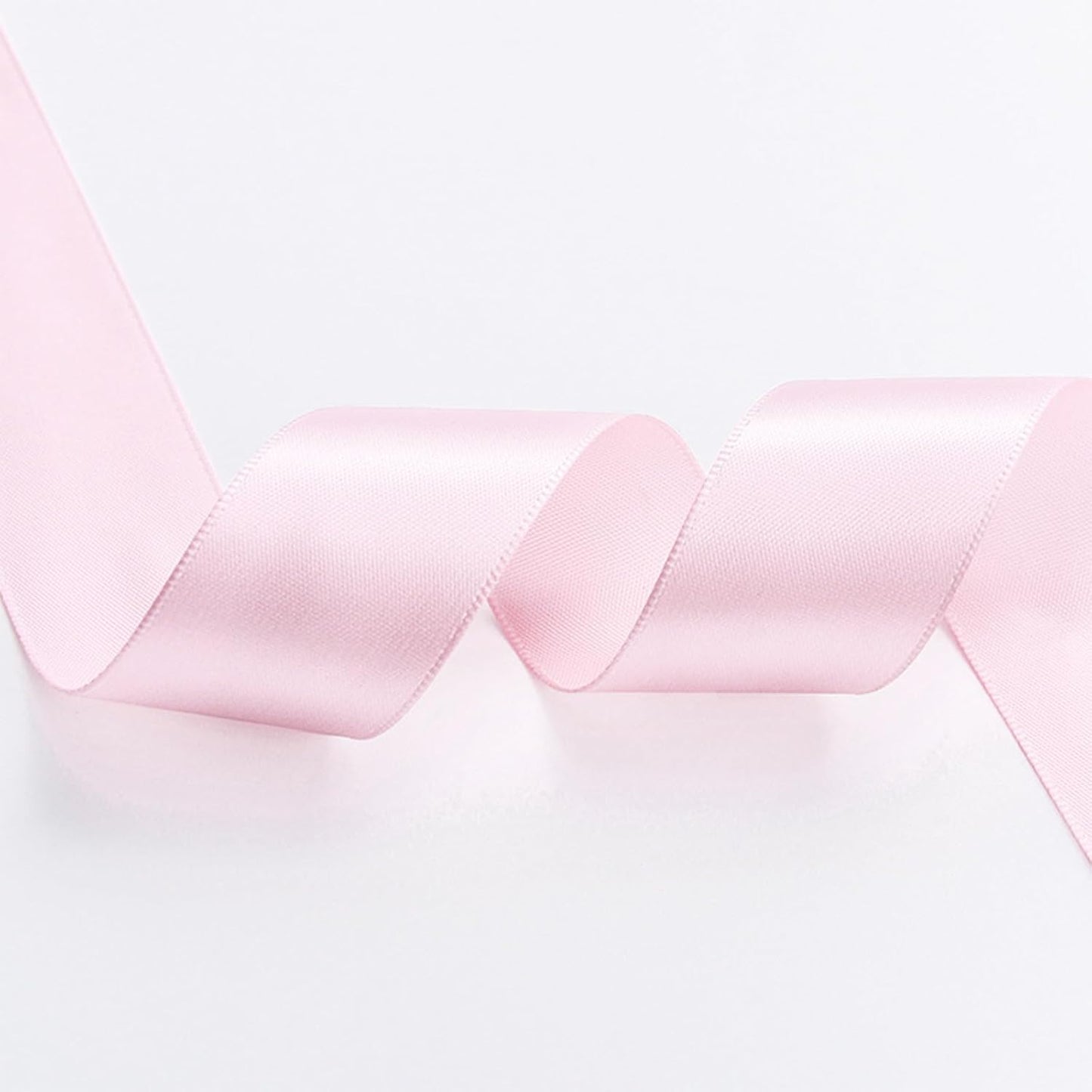 1" x 100 Yards Light Pink Polyester Satin Ribbon Single Faced Bulk Fabric Ribbons for Gift Wrapping, Crafting, Bows Making, Flower Bouquet, Wedding, Home Decor