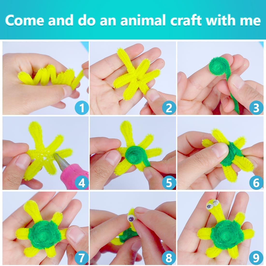 Iooleem 1000pcs Christmas Green Pipe Cleaners, Chenille Stems, Pipe Cleaners for Crafts, Pipe Cleaner Crafts, Art and Craft Suppl.