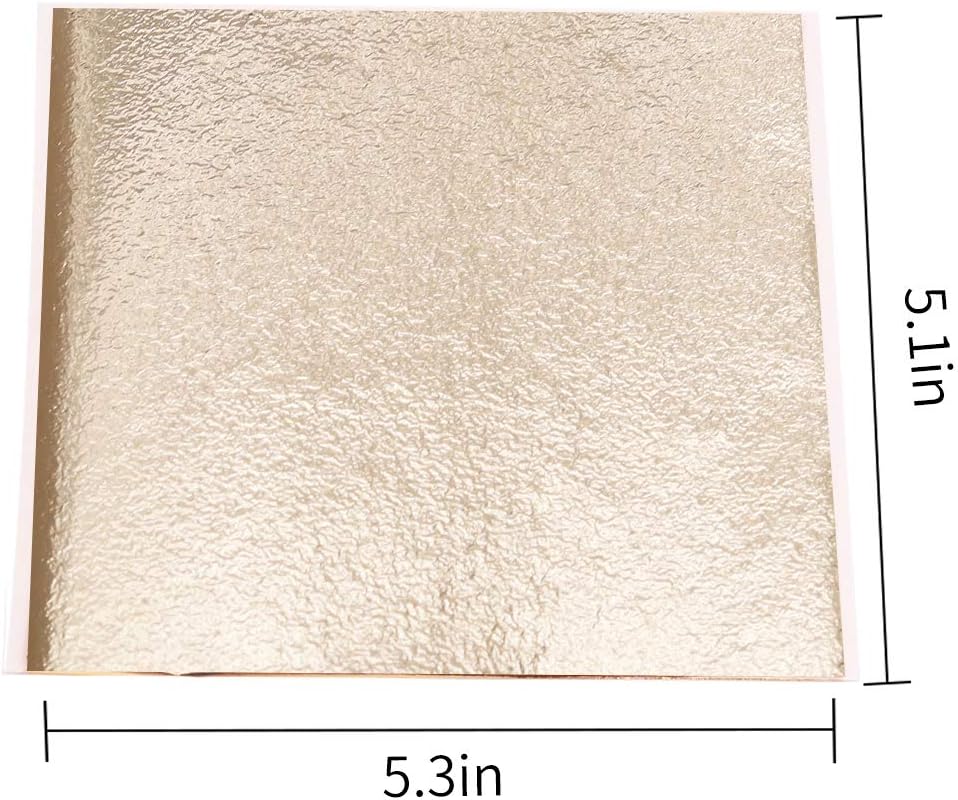 Imitation Gold Foil Sheets - KINNO Antique Gold Leaf Paper for Arts Decoration, Gilding, Nails, Handcrafts, Picture Frames, Sculpture, Furniture, and Wall, Paintings, 100 Sheets 5.1 by 5.3 Inches