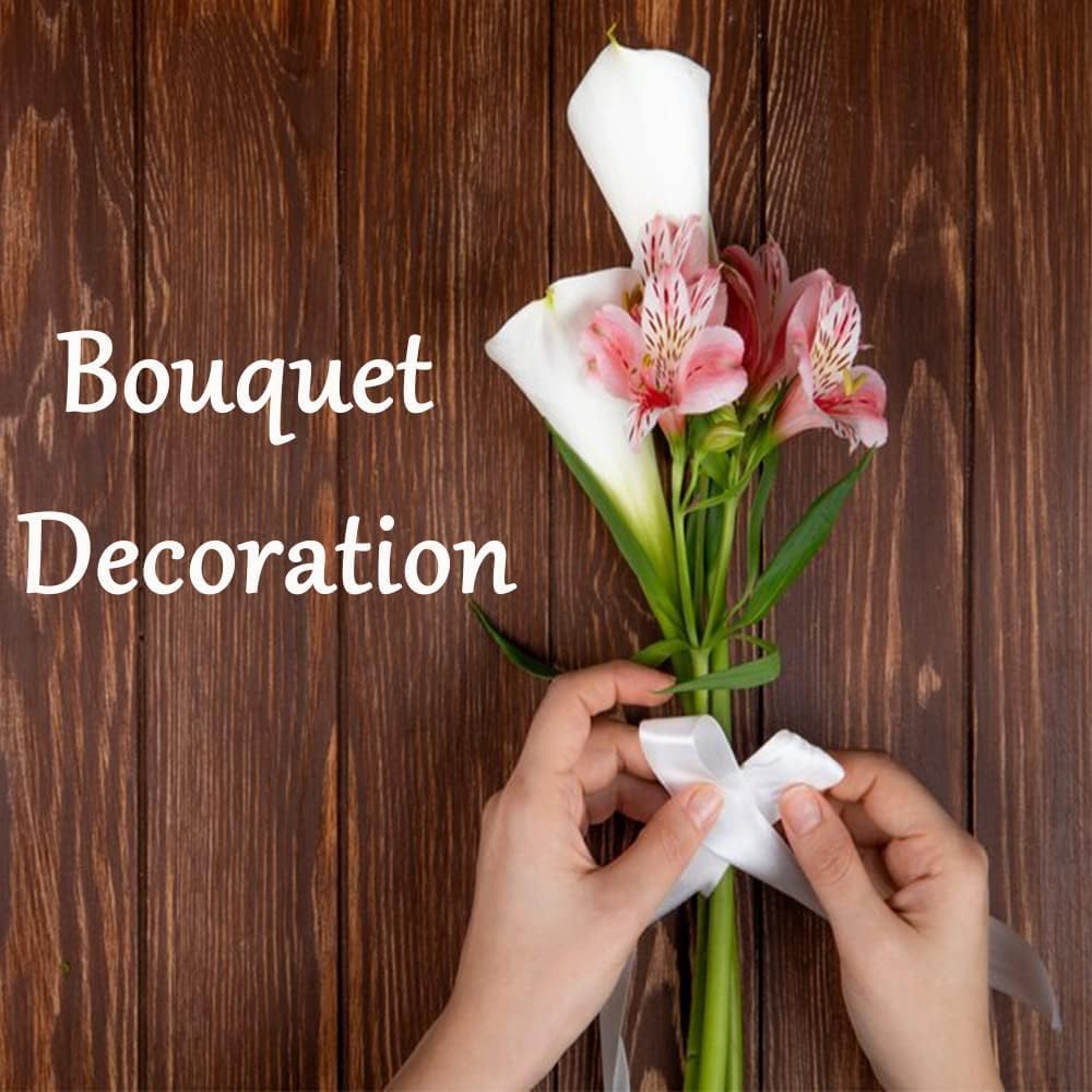 1" Width x 50 Yards Satin Fabric Ribbon, White Ribbon Perfect for DIY Bows, Swags, Gift Wrapping, Craft, Flower Bouquet，Christmas and Party Decoration