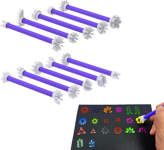 10 Pcs Flower Floral Dotting Tools Set, Mandala Dot Painting Tools, 3D Printed Art Stamp Pens with Petal Shapes for Rocks Canvas Crafts Embossing