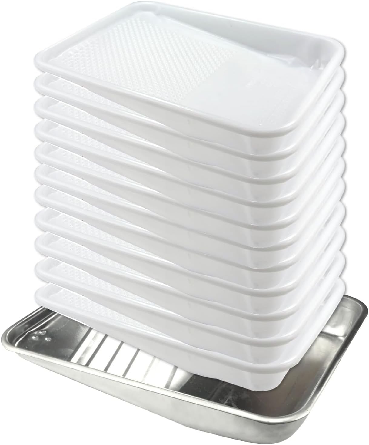 11-Pack 9 inch Disposable Plastic Paint Roller Tray -Come Up with Extra Metal Tray Liner - Ideal for DIY Painting House Projects