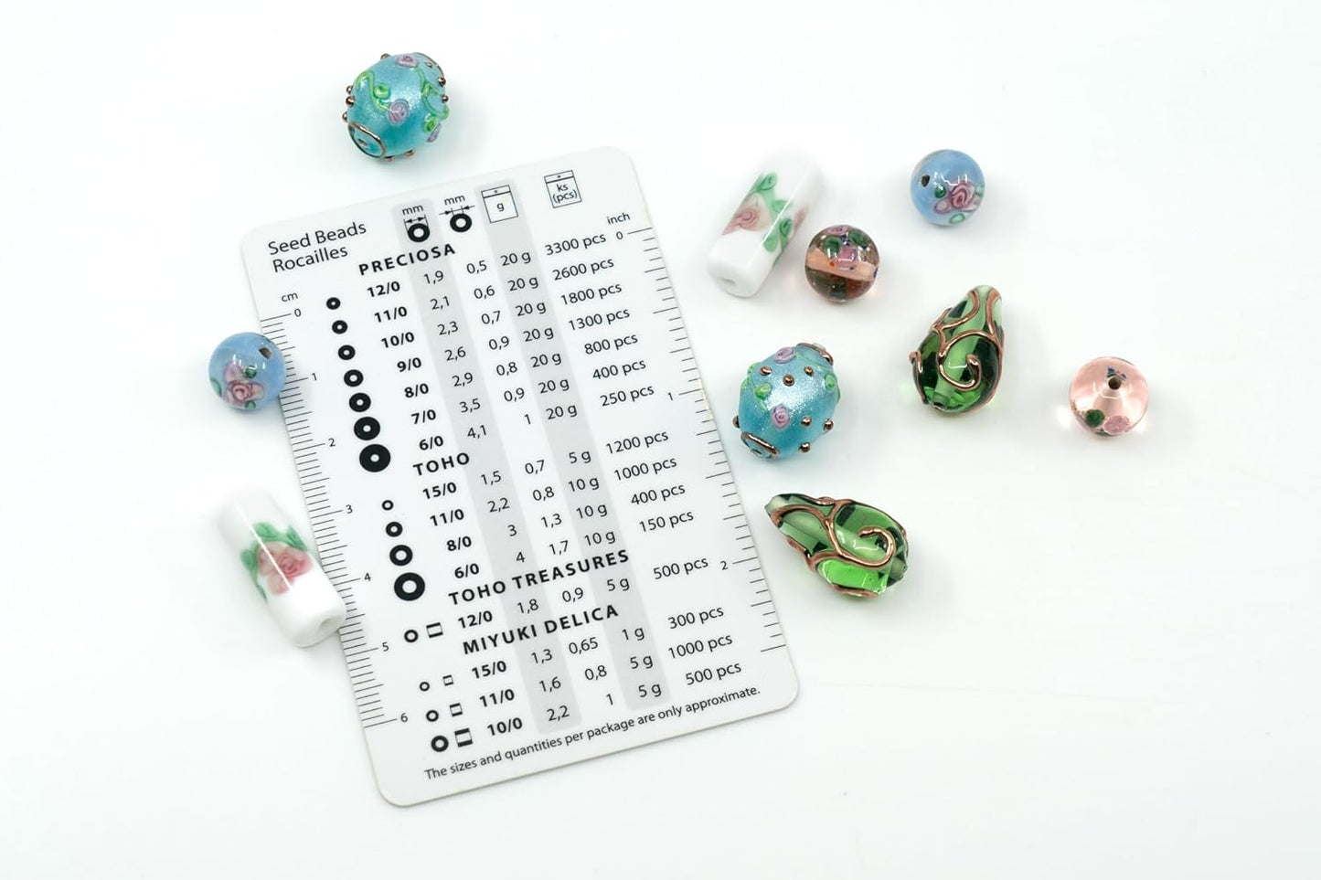 10 pcs Mix of Bohemia Lampwork Czech Glass Beads with Flowers, Hand Made Set Kit, LW 001