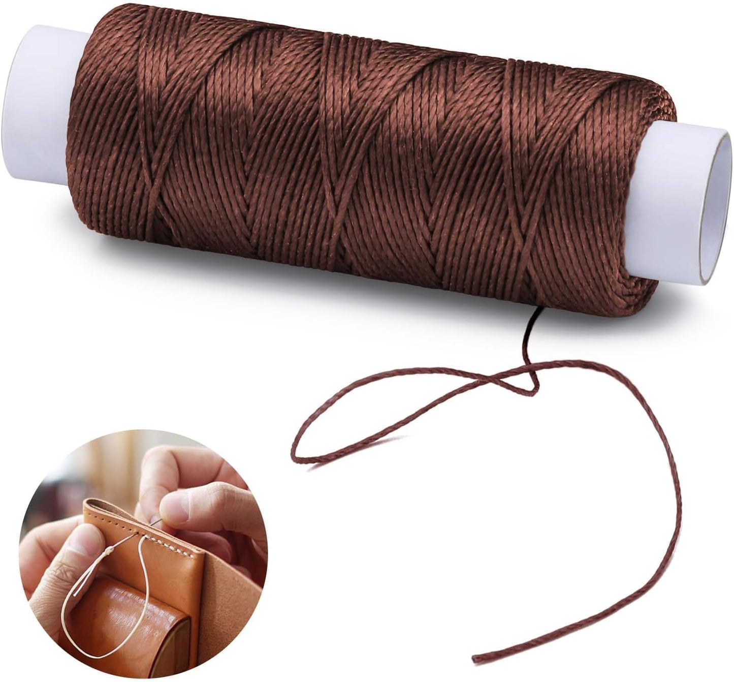 0.8 mm 54 Yards Waxed Thread for Sewing, Leather Thread for Sewing for Stitching, Bookbinding, Bracelet, Braiding (Dark Khaki)