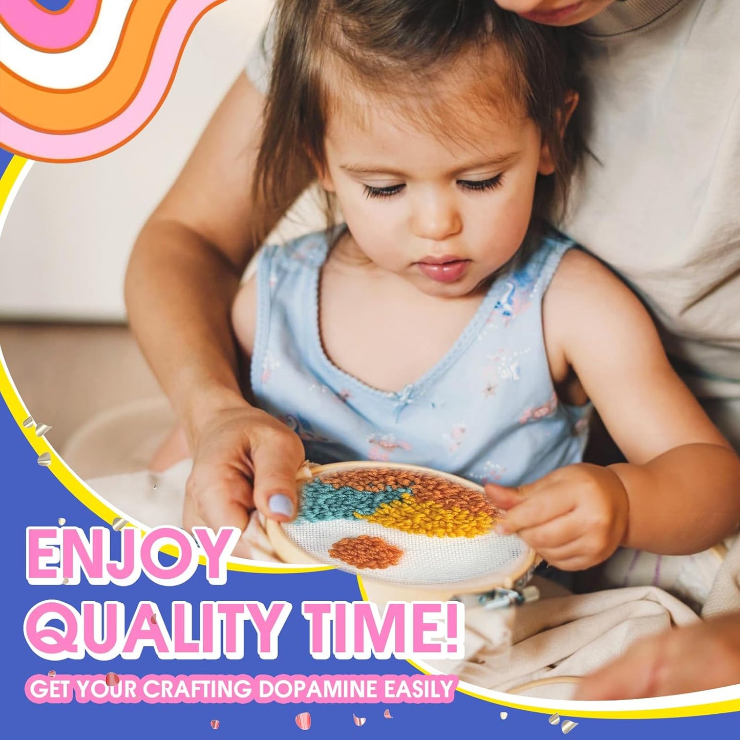 yuegool 6PCS Landscapes Punch Needle Coasters Kit,Easy DIY Punch Needle Embroidery Kit for Beginners Adults Kids Including Patterns, Tools, Yarns, Hoop, Instruction, Coaster Holder Art Craft Supplies