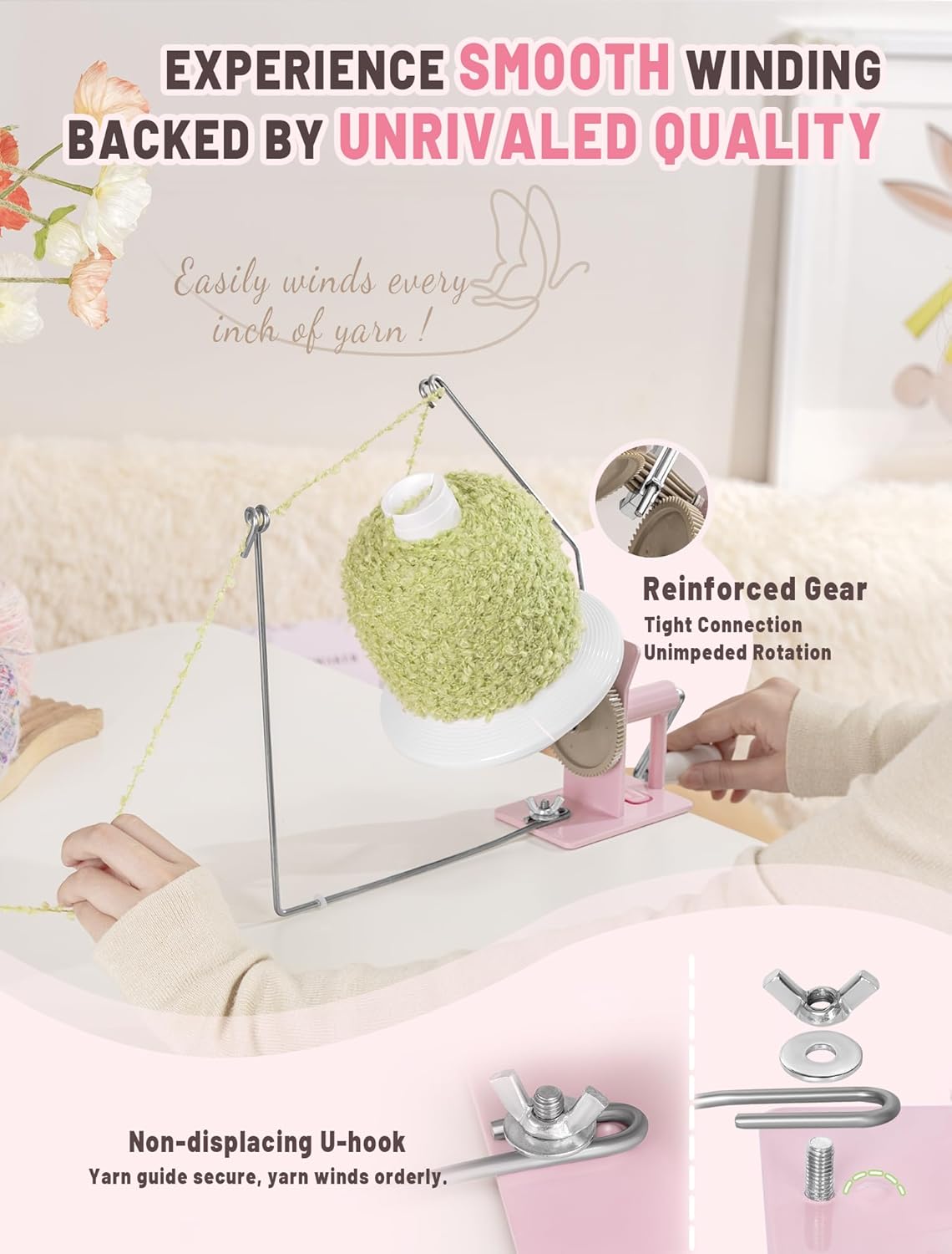 INMAKER Yarn Winder, 10oz Yarn Ball Winder Large Capacity for Crocheting, Yarn Spinner for Yarn Cake Maker