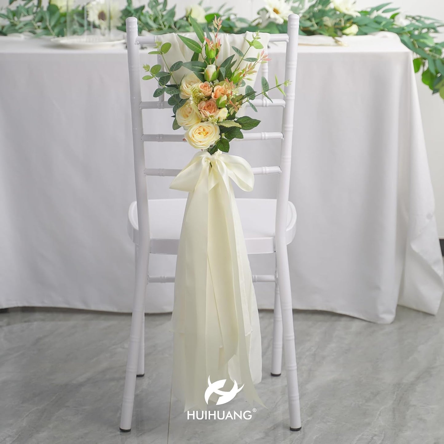 HUIHUANG White Ribbon 2 inch Wide Antique White Double-Faced Satin Ribbon for Flower Arrangements Supplies Wedding Bridal Shower Decor Invitations Crafts Bows Gift Wrapping, Basket - 25 Yards/Roll