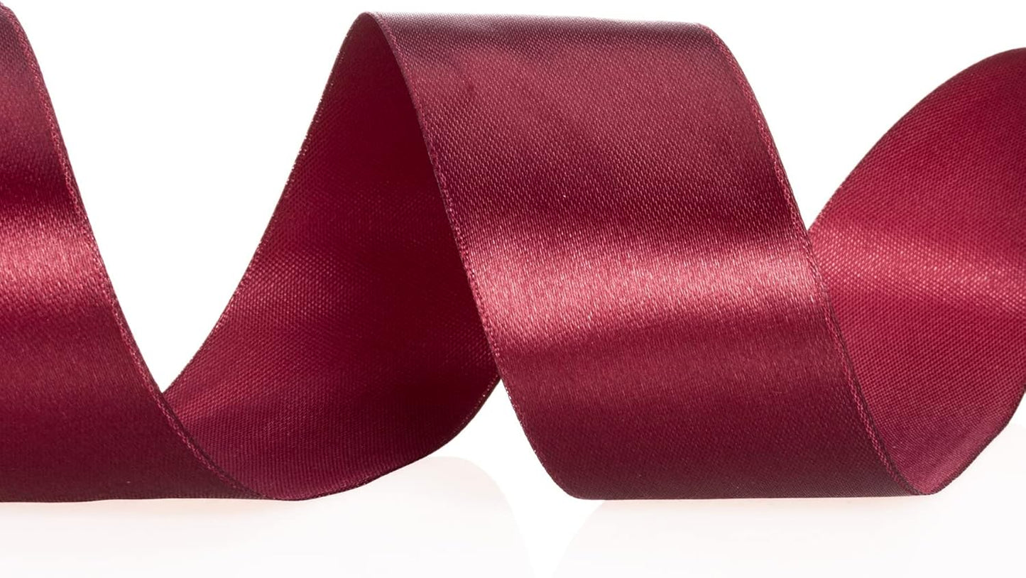 1 1/2 Inch Wine Red Solid Satin Ribbon, 50 Yards Craft Fabric Ribbon for Gift Wrapping Floral Bouquets Wedding Party Decoration
