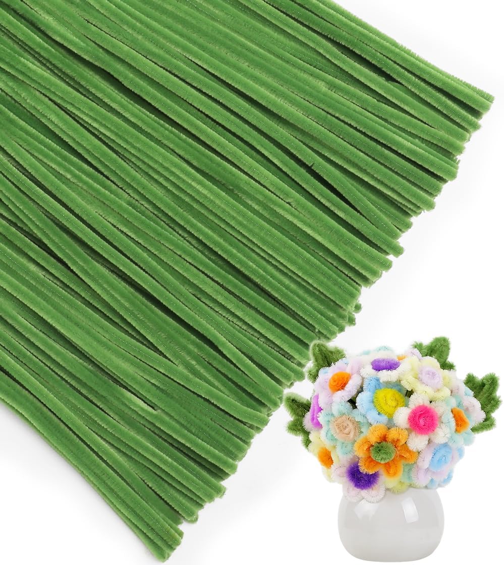 IOOLEEM Pipe Cleaners, 200pcs Army Green, Flower Making Arts and Craft Supplies, Ideas for Art Project Activity.