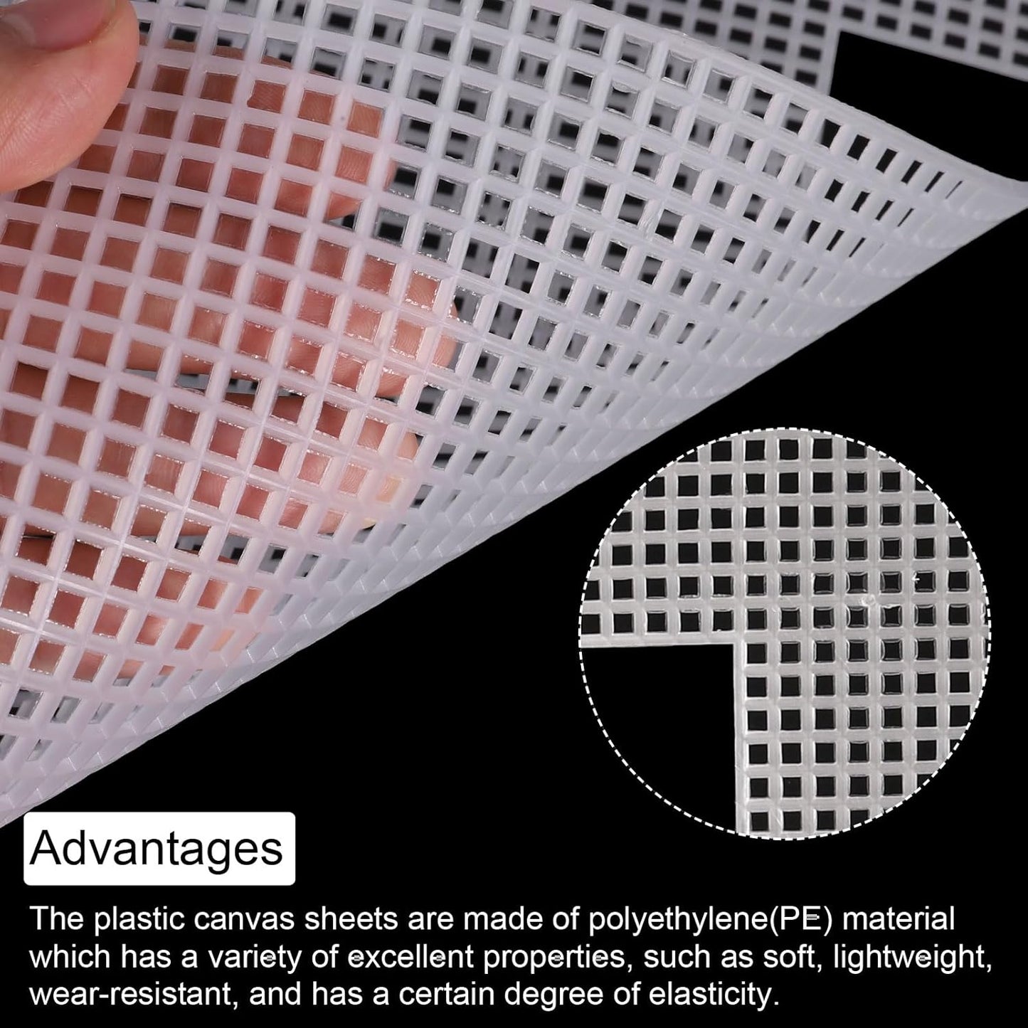 MECCANIXITY 4Pcs Plastic Mesh Canvas Sheet 6 Count 26.4 cm/ 10.4" for Crochet Bag Making Blank Canvas for Embroidery Needlepoint, Bag, Knit Crochet Mesh, White