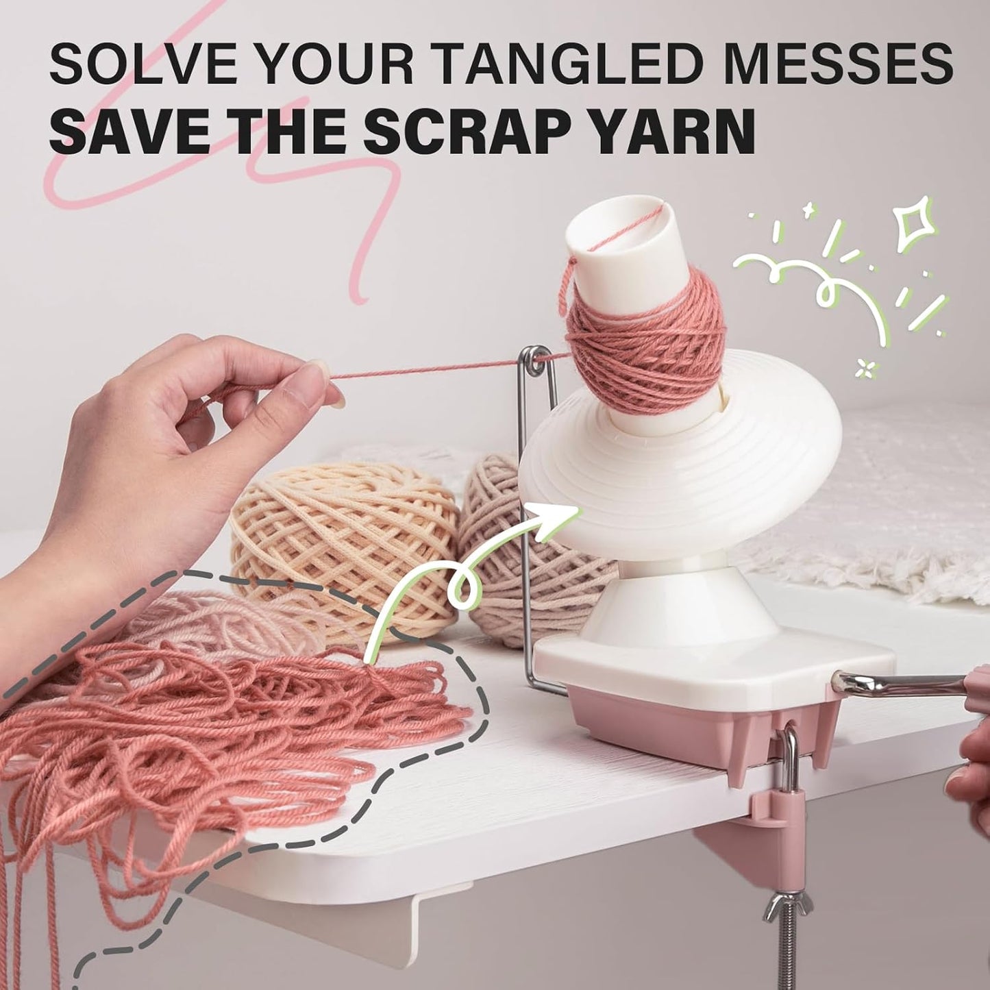 INMAKER Yarn Winder, Ball Winder for Crocheting & Knitting, Quick Install Portable Yarn Spinner, Essential Tool for Crafting Enthusiasts