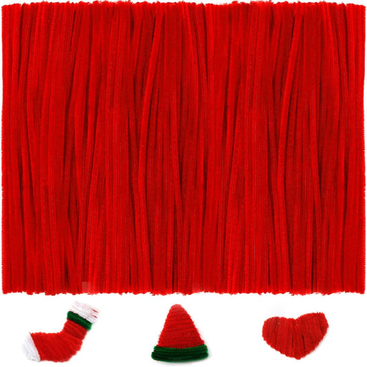 Iooleem 200pcs Red Pipe Cleaners, Chenille Stems, Pipe Cleaners for Crafts, Pipe Cleaner Crafts, Art and Craft Supplies.