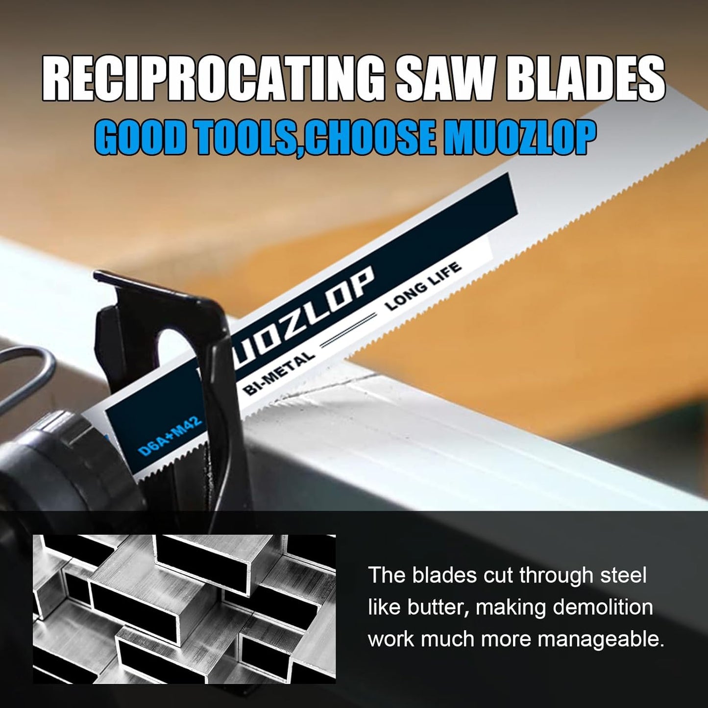 10 Pack 6inch Reciprocating Saw Blades Set,18 TPI High Carbon Saw Blades, Metal Saw Blades with Organizer Case (10, 18TPI/150mm)