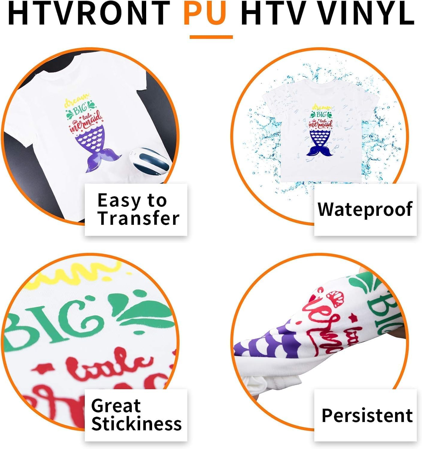HTVRONT White HTV Heat Transfer Vinyl Bundle: 24 Pack 12"x12" Iron on Vinyl Sheets for T-Shirt (1 PTFE Sheet Included), PU HTV Easy to Cut & Weed for Heat Design