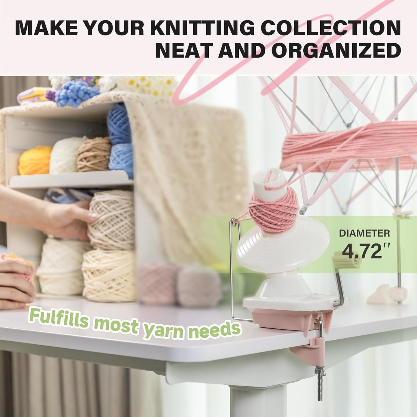 INMAKER Yarn Winder and Swift, Ball Winder and Swift Combo for Crocheting & Knitting, Quick Install Yarn Spinner, Essential Tool for Crafting Enthusiasts