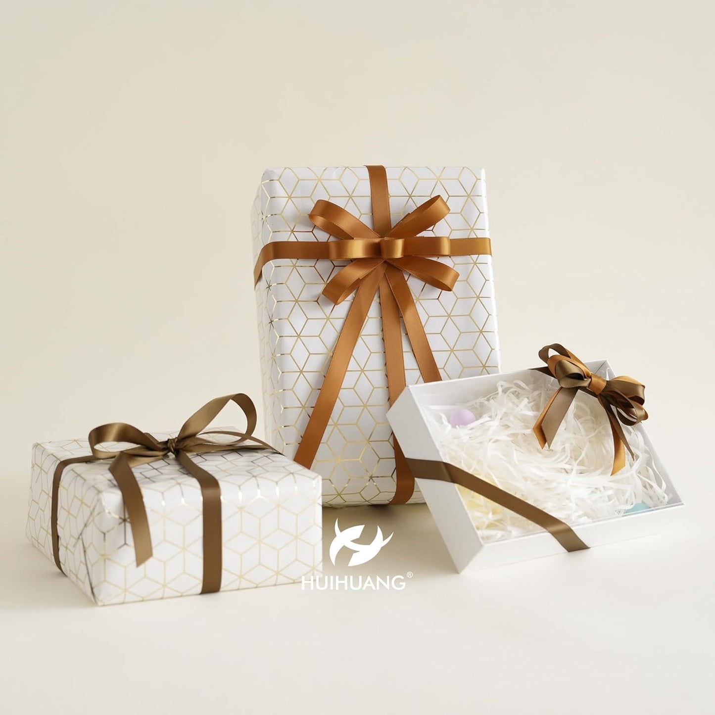 HUIHUANG Brown Satin Ribbon 1/2 inch Continuous 50 Yards Double-Faced Satin Ribbon for Gift Wrapping, Bows, DIY Crafts, Flower Bouquet, Wedding Decor, Holiday Decor