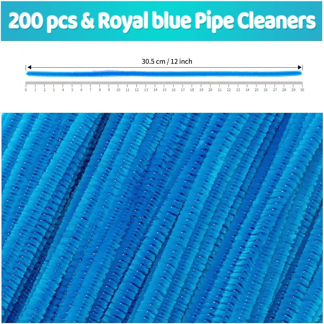 Iooleem 200pcs Dark Blue Pipe Cleaners, Chenille Stems, Pipe Cleaners for Crafts, Pipe Cleaner Crafts, Art and Craft Supplies.