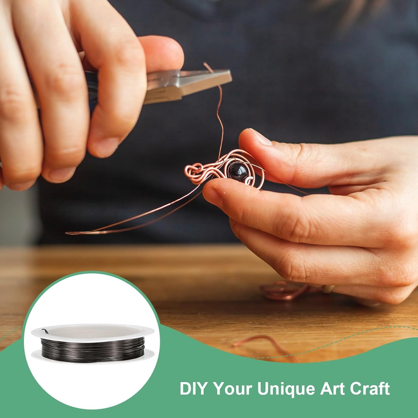 0.5 mm/24 Gauge Copper Wire for Jewelry Making, 20.3FT Copper Beading Craft Wire for Jewelry/Weaving/DIY Crafting/Planting, Color-Retaining [6.2M, Metallic Black]