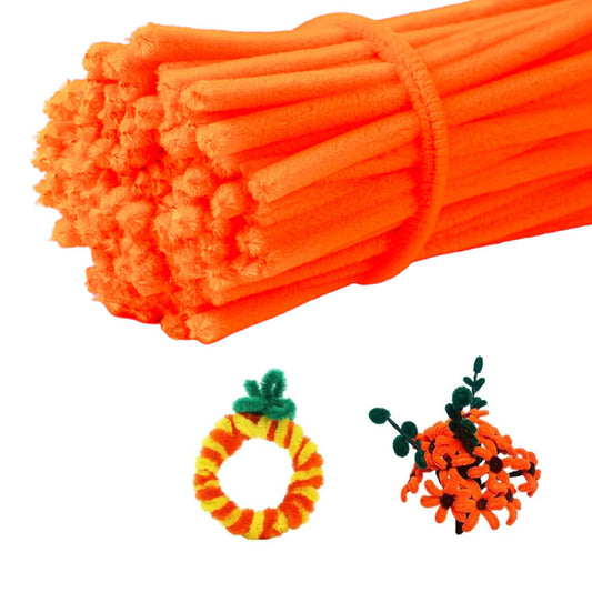 100 Pieces Pipe Cleaners Chenille Stem, Pastel Candy Color Pipe Cleaners Set for Pipe Cleaners DIY Arts Crafts Decorations, Chenille Stems Pipe Cleaners (Orange)