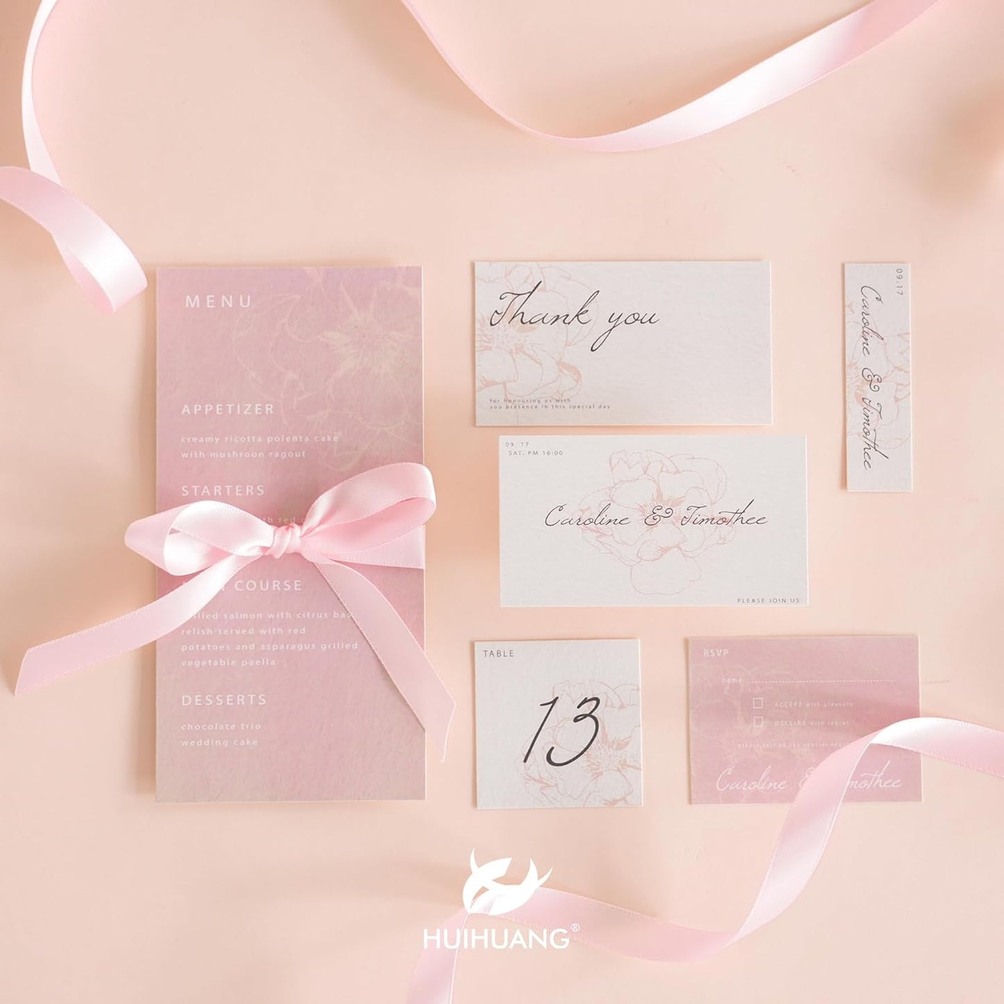 HUIHUANG Pink Satin Ribbon 1/2 inch X 50 Yards Continuous, Baby Pink Double-Faced Satin Ribbon for Gift Wrapping, Bows, DIY Crafts, Flower Bouquet, Bridal Shower Wedding Decor