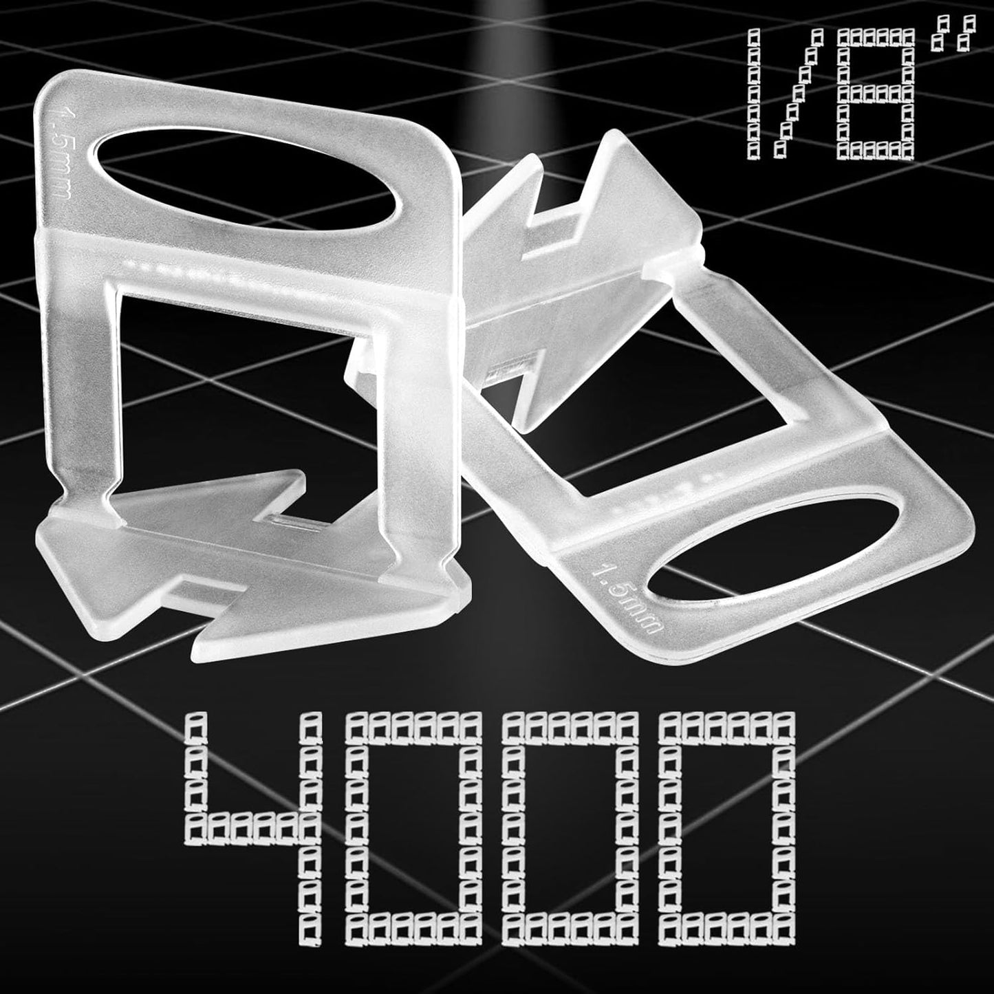 1/8” Tile Leveling System Spacers 4000 PCS Tile Leveling Clips Kit Prevent Tile lippage Leveler Spacers for DIY Professional Ceramic Tile and Stone Installation (1/8 IN, 4000)