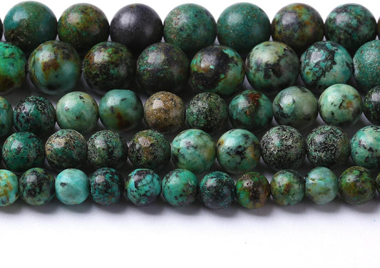10mm 38pcs Natural African Turquoise Stone Beads for Jewelry Making Round Loose Gemstone Beads DIY Bracelet Necklace Earrings