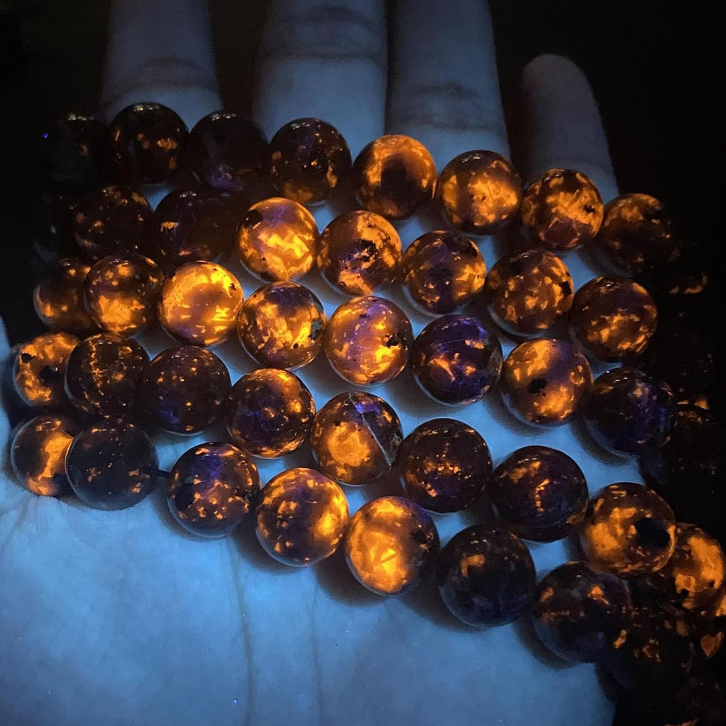 10MM 72pcs Natural Flame Yooperlite Stone Energy Beads Round Loose Beads for Jewelry Making DIY Bracelet Necklace 2 Strands 32"