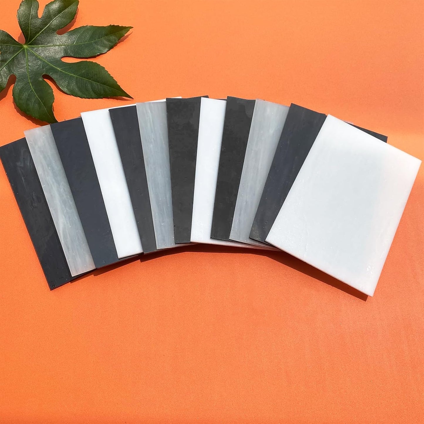 ILLUCKAI 12 Sheets White Black Stained Glass Variety Pack, 4 x 6 Inch Art Mosaic Tiles for Crafts, Supplies for Glass Hobbyists and Beginners