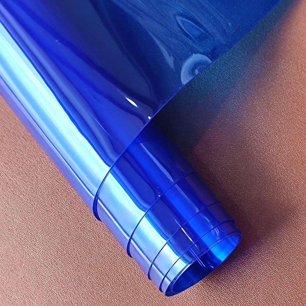 HYANG Blue Transparent PVC Super Clear Holographic Vinyl Faux Leather Sheets 1 Roll 12" x 47" (30cm x 120cm) for DIY Bows Earrings Bags DIY Crafts Making