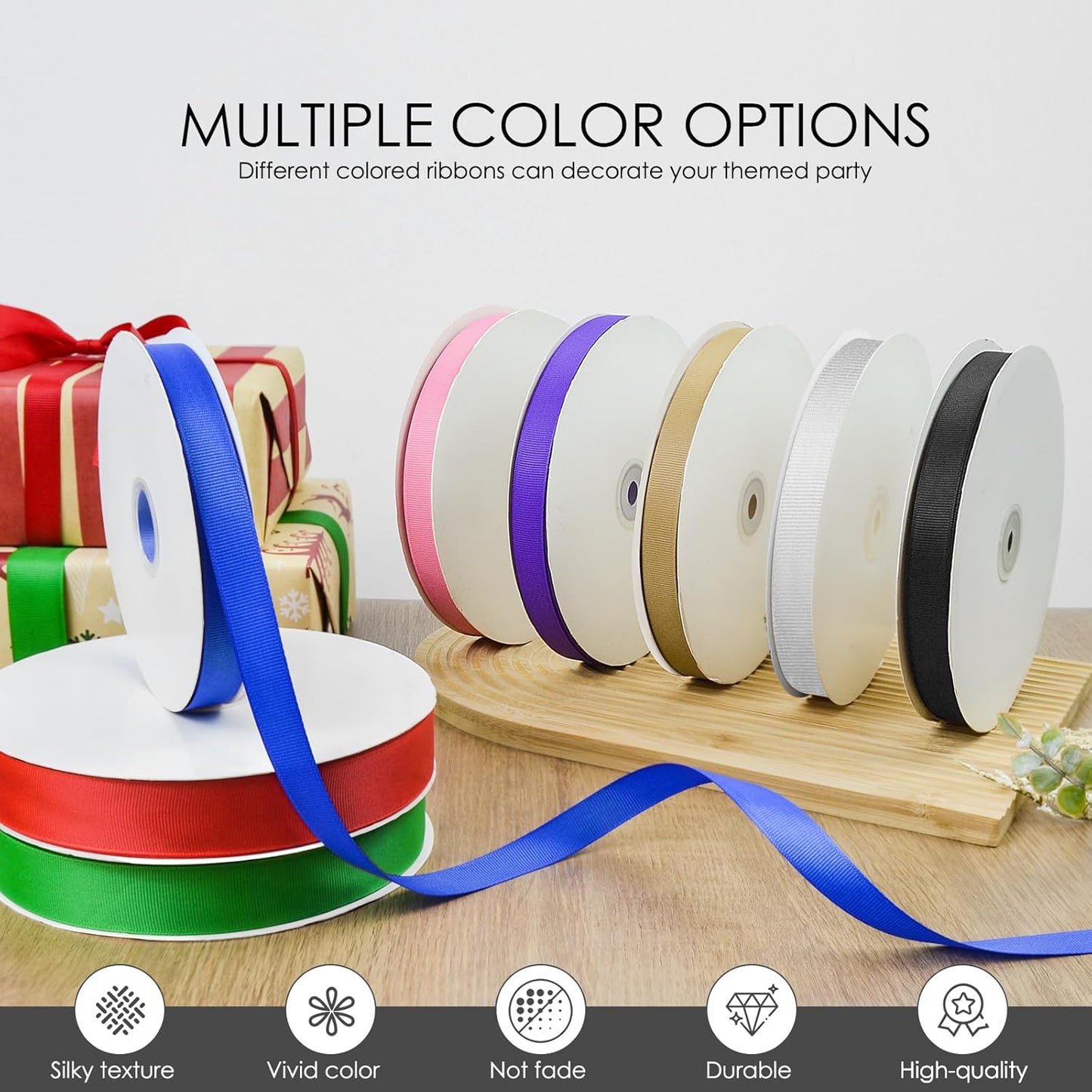 100 Yards 1.5 inch Grosgrain Ribbon, Solid Color Fabric Ribbon Perfect for Gift Wrapping, Wedding, Handmade Bows, Floral Bouquets and Party Decoration(Black)