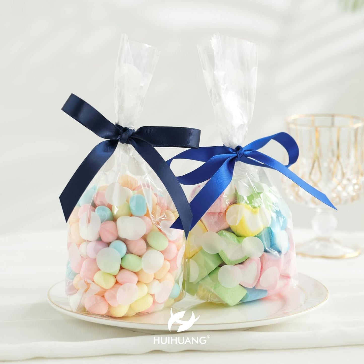 HUIHUANG Navy Satin Ribbon 1/2 inch X 50 Yards Continuous, Navy Blue Double-Faced Satin Ribbon for Gift Wrapping, Bows, DIY Crafts, Flower Bouquet, Wedding Decor, Holiday Party Decor