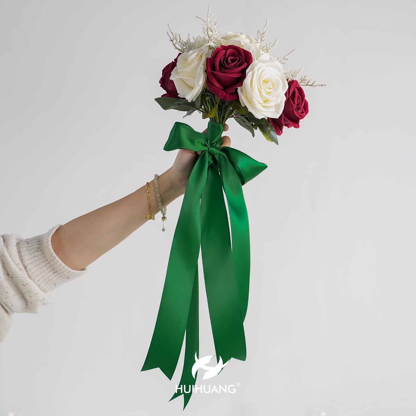 HUIHUANG Forest Green Ribbon 2 inch Double-Faced Forest Green Silk Fabric Ribbon for Christmas, Crafts, Bows Making, Flower Bouquet Wrap, Gift Wrapping, Home Decor, Hairs-25 Yards/Roll