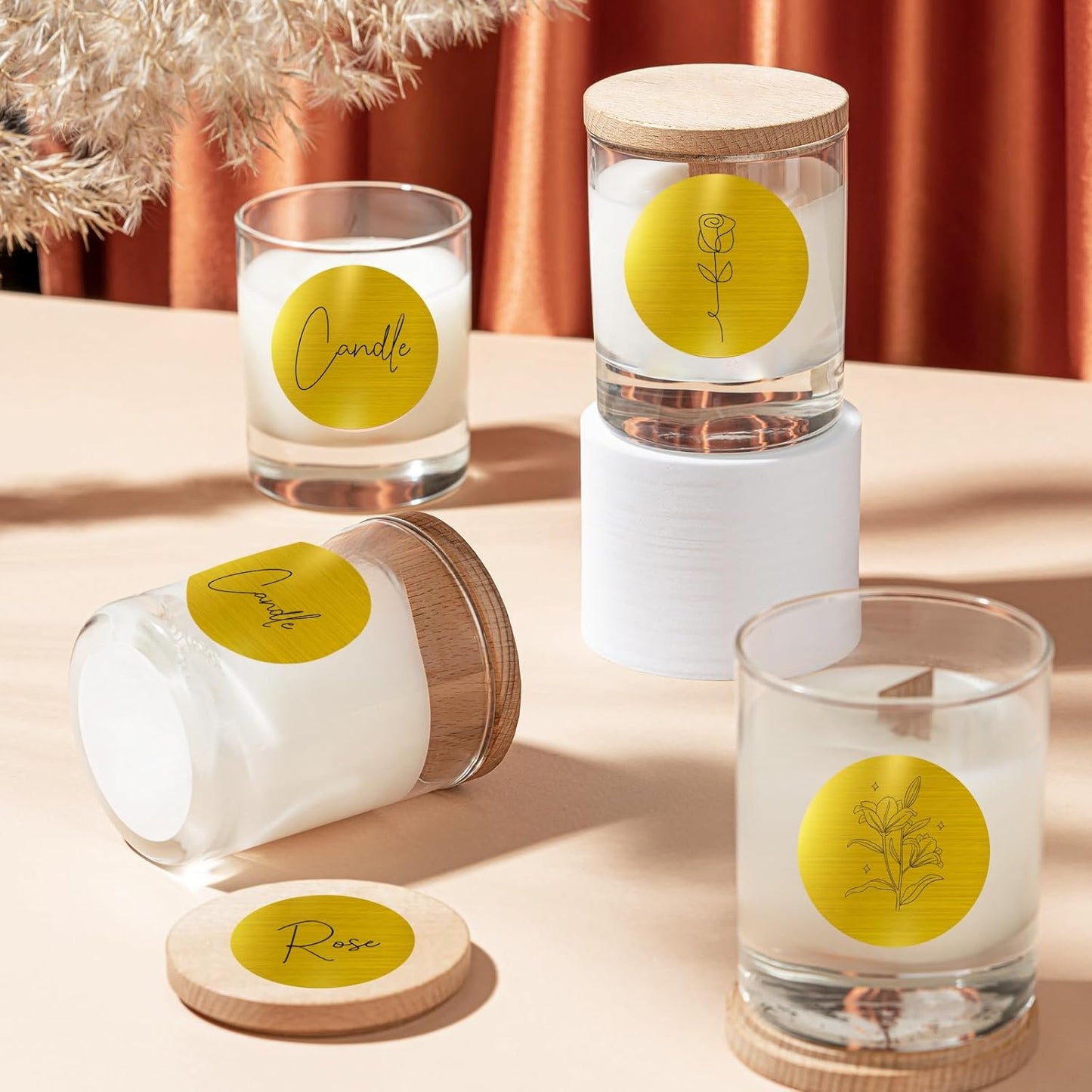 1.5" Holographic Direct Thermal Label Stickers, Round Printable Rainbow Glitter Thermal Printer Sticker Labels for Gift Wrapping, Self-Adhesive DIY Custom Logo Design- Gold