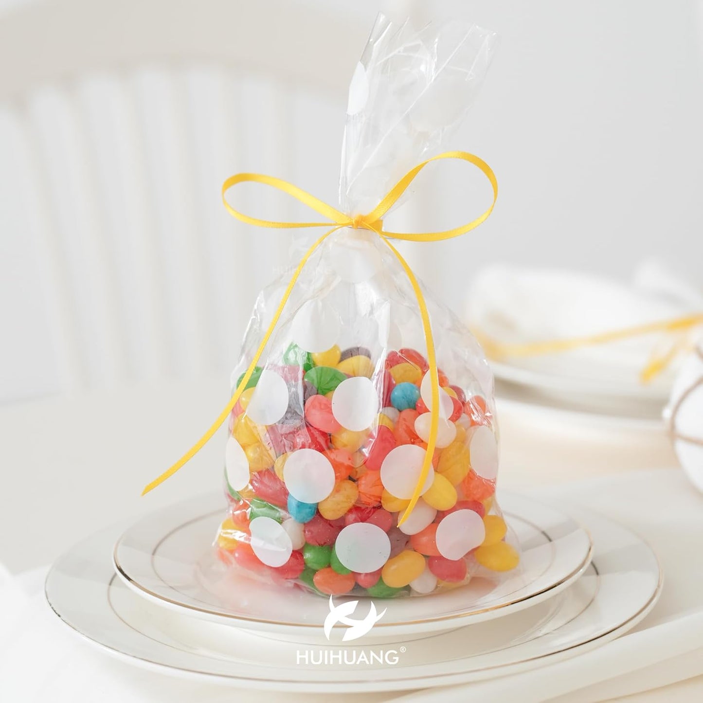 HUIHUANG Yellow Satin Ribbon 1/8 inch x Continuous 100 Yards Double Faced Thin Satin Ribbon for Crafts, Gift Wrapping, Wedding Invitation Card, Tag Decoration